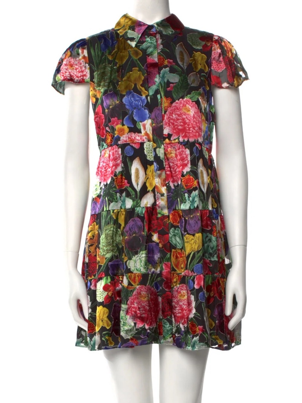❤️‍🔥 Alice + Olivia Meeko Tiered Silk-Blend Mini Shirtdress ❤️‍🔥size 8 - Picture 7 of 16